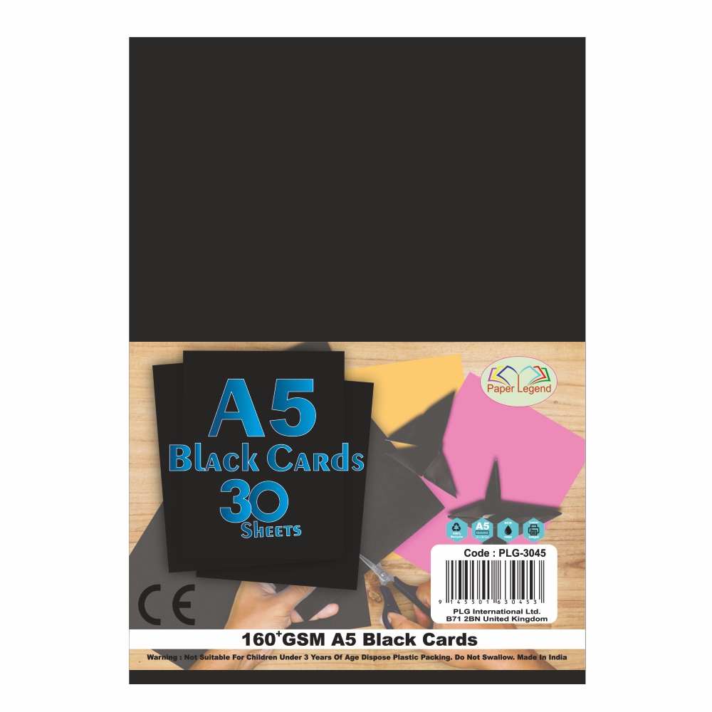 PLG A5 Black Card 160 GSM 30 Sheets